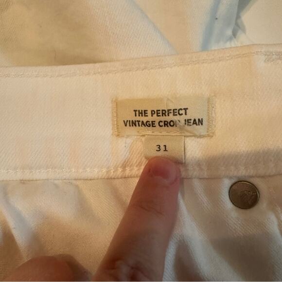 Madewell The Perfect Vintage Crop Jeans in Tile White: Raw-Hem Edition Sz 31 - Picture 9 of 16